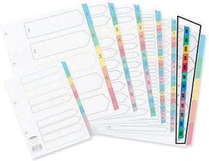 Office Monster | Concord Concord Index Jan-Dec A4 White with Multicoloured Tabs 02401/CS24 Concord Concord Index Jan-Dec A4 White with Multicoloured Tabs 02401/CS24