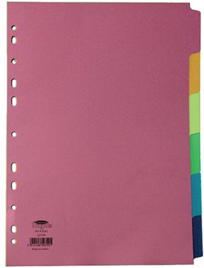 Office Monster | Concord Concord Divider 6-Part A4 160gsm Bright Assorted 50799 Concord Concord Divider 6-Part A4 160gsm Bright Assorted 50799