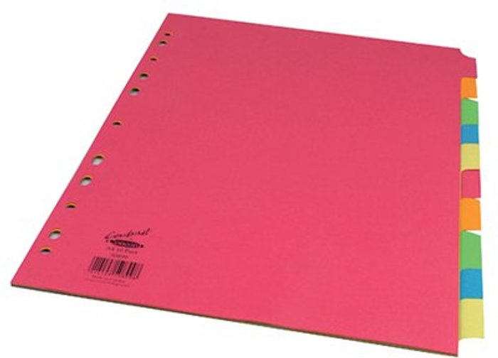Office Monster | Concord Concord Divider 10-Part A4 160gsm Bright Assorted 50899 Concord Concord Divider 10-Part A4 160gsm Bright Assorted 50899