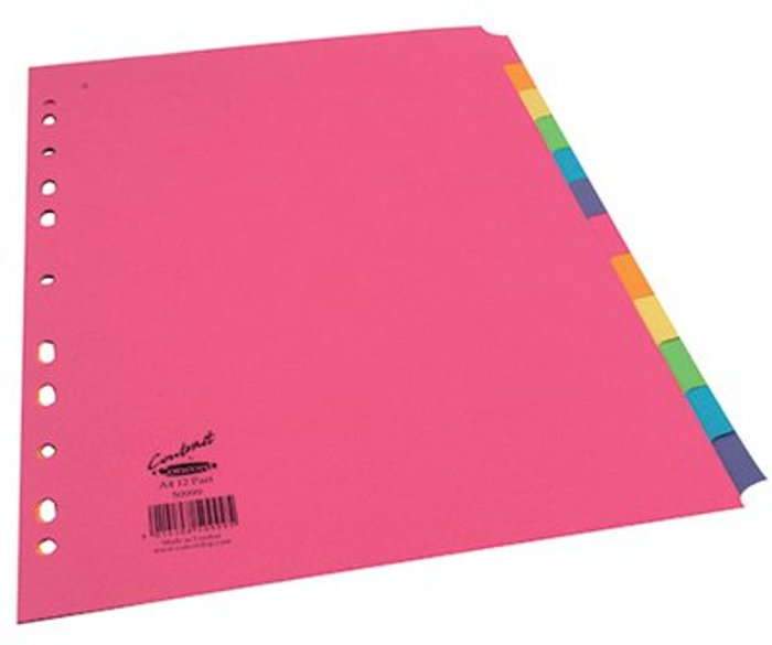 Office Monster | Concord Concord Divider 12-Part A4 160gsm Bright Assorted 50999 Concord Concord Divider 12-Part A4 160gsm Bright Assorted 50999
