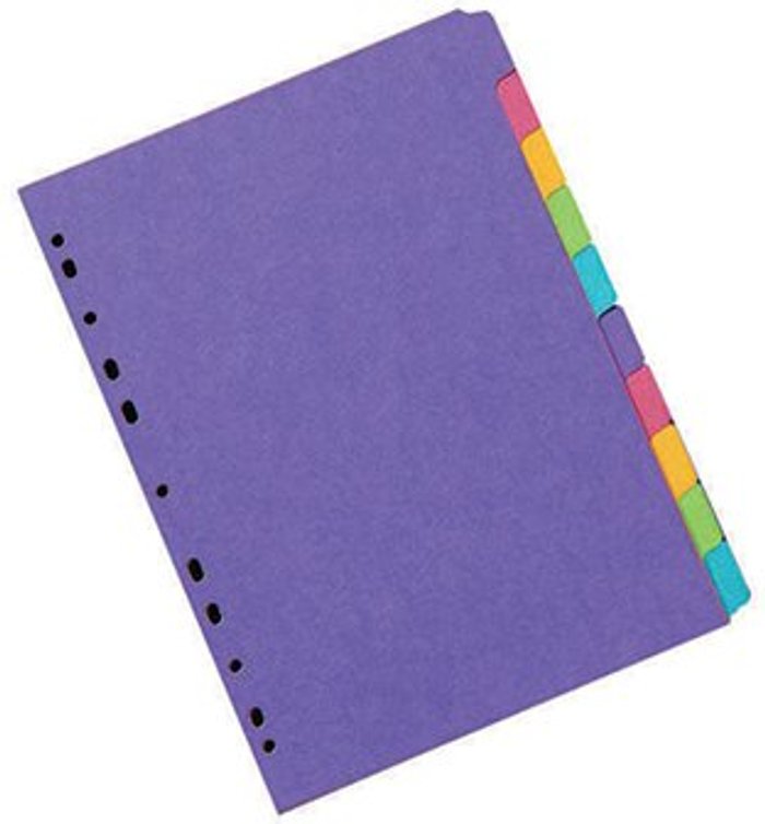 Office Monster | Concord Concord Divider 10-Part A4 270gsm Bright Assorted 52699/526 Concord Concord Divider 10-Part A4 270gsm Bright Assorted 52699/526
