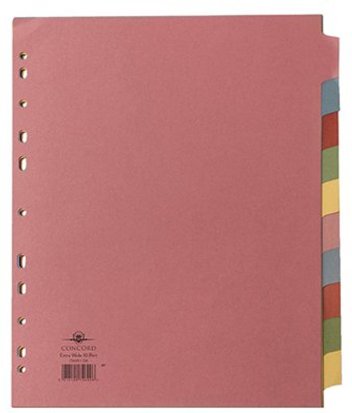 Office Monster | Concord Concord Divider 10-Part A4 Extra Wide Pastel Colours 72699 Concord Concord Divider 10-Part A4 Extra Wide Pastel Colours 72699