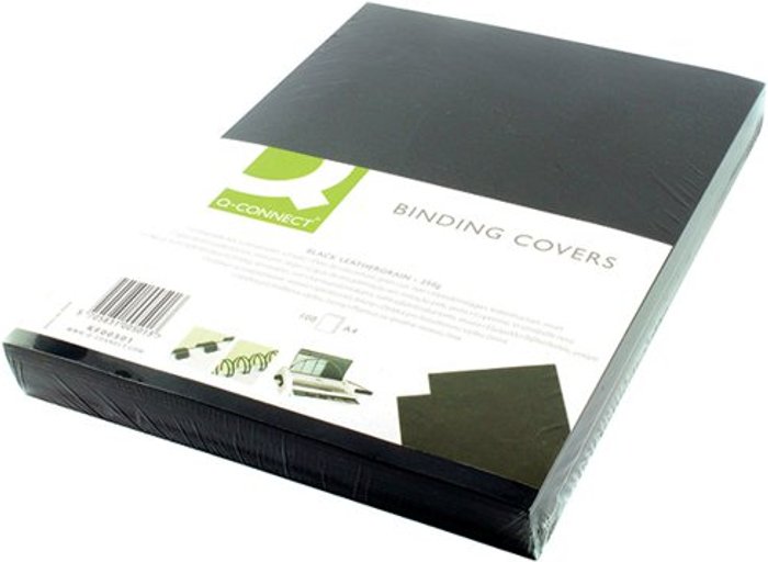 Office Monster | Q-Connect Q-Connect A4 Black Leathergrain Comb Binder Cover (Pack of 100) KF00501 Q-Connect Q-Connect A4 Black Leathergrain Comb Binder Cover (Pack of 100) KF00501