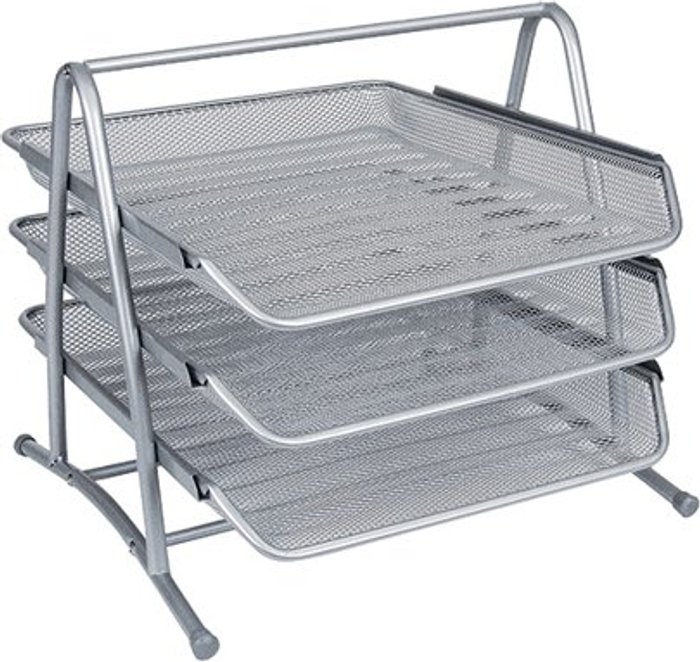 Office Monster | Q-Connect Q-Connect 3 Tier Letter Tray Silver KF00822 Q-Connect Q-Connect 3 Tier Letter Tray Silver KF00822