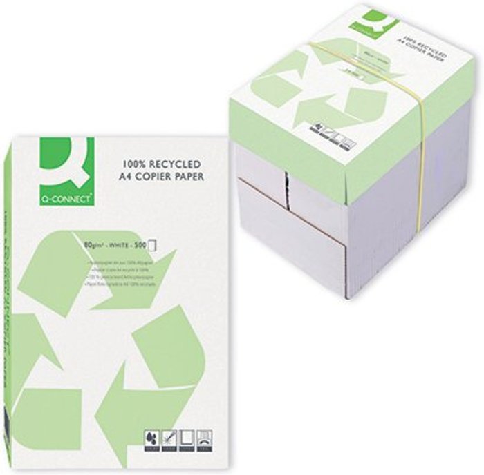 Office Monster | Q-Connect Q-Connect A4 Recycled Copier Paper 80gsm (2500 Sheets/5 Reams) KF01047 Q-Connect Q-Connect A4 Recycled Copier Paper 80gsm (2500 Sheets/5 Reams) KF01047