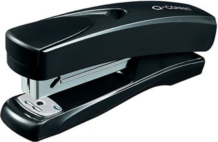 Office Monster | Q-Connect Q-Connect Half Strip Plastic Stapler Black KF01056 Q-Connect Q-Connect Half Strip Plastic Stapler Black KF01056
