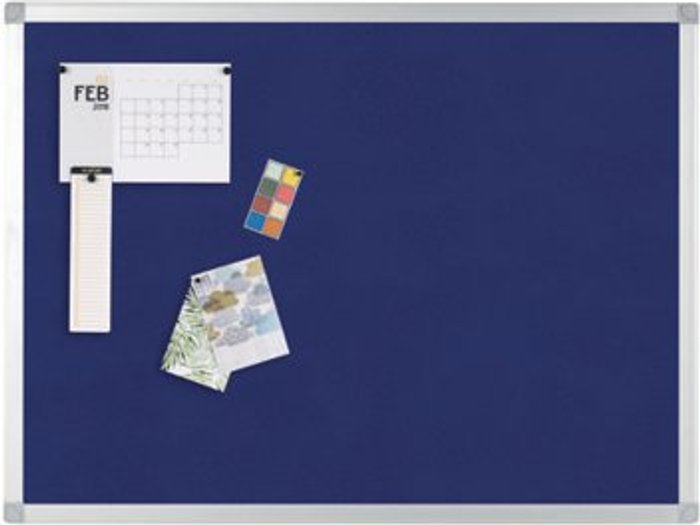 Office Monster | Q-Connect Q-Connect Aluminium Frame Felt Noticeboard with Fixing Kit 900x600mm Blue 9700028 Q-Connect Q-Connect Aluminium Frame Felt Noticeboard with Fixing Kit 900x600mm Blue 9700028
