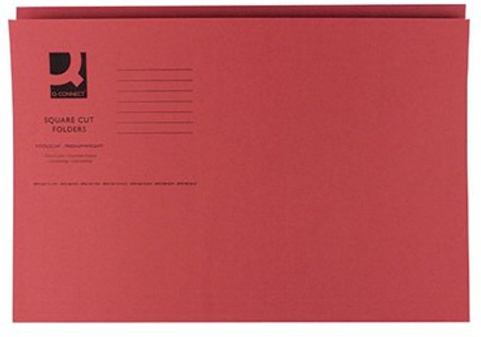 Office Monster | Q-Connect Q-Connect Square Cut Folder Mediumweight 250gsm Foolscap Red (Pack of 100) KF01186 Q-Connect Q-Connect Square Cut Folder Mediumweight 250gsm Foolscap Red (Pack of 100) KF01186