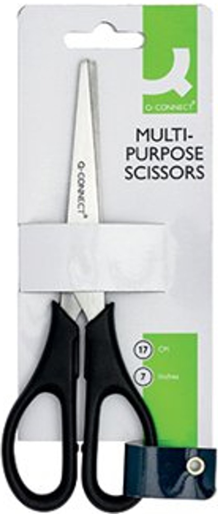 Office Monster | Q-Connect Q-Connect Ergonomic All Purpose Scissors 170mm Stainless Steel Blades Black Handle CKF01228 Q-Connect Q-Connect Ergonomic All Purpose Scissors 170mm Stainless Steel Blades Black Handle CKF01228