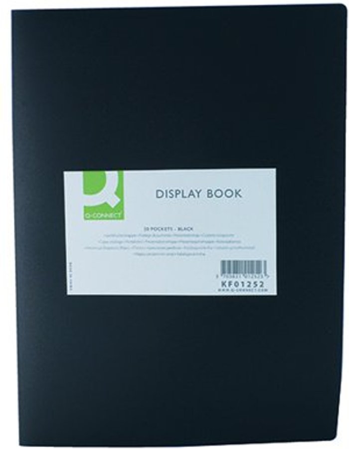 Office Monster | Q-Connect Q-Connect Polypropylene Display Book 20 Pocket Black KF01252 Q-Connect Q-Connect Polypropylene Display Book 20 Pocket Black KF01252