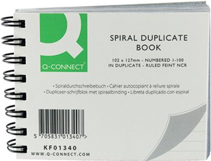 Office Monster | Q-Connect Q-Connect Feint Ruled Wirebound Duplicate Book 102x127mm KF01340 Q-Connect Q-Connect Feint Ruled Wirebound Duplicate Book 102x127mm KF01340