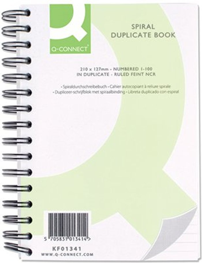 Office Monster | Q-Connect Q-Connect Feint Ruled Wirebound Duplicate Book 210x127mm KF01341 Q-Connect Q-Connect Feint Ruled Wirebound Duplicate Book 210x127mm KF01341