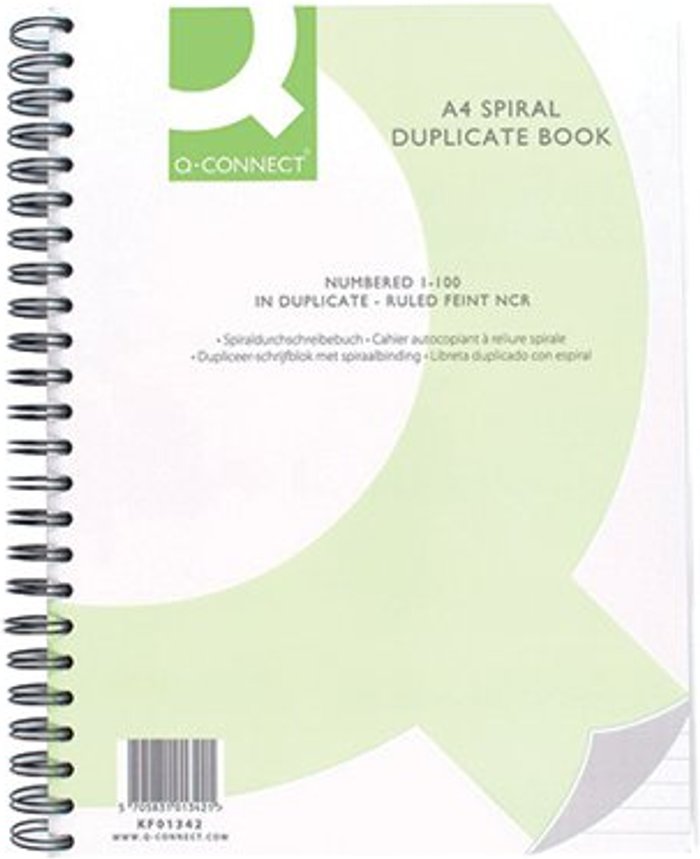 Office Monster | Q-Connect Q-Connect Feint Ruled Wirebound Duplicate Book A4 KF01342 Q-Connect Q-Connect Feint Ruled Wirebound Duplicate Book A4 KF01342