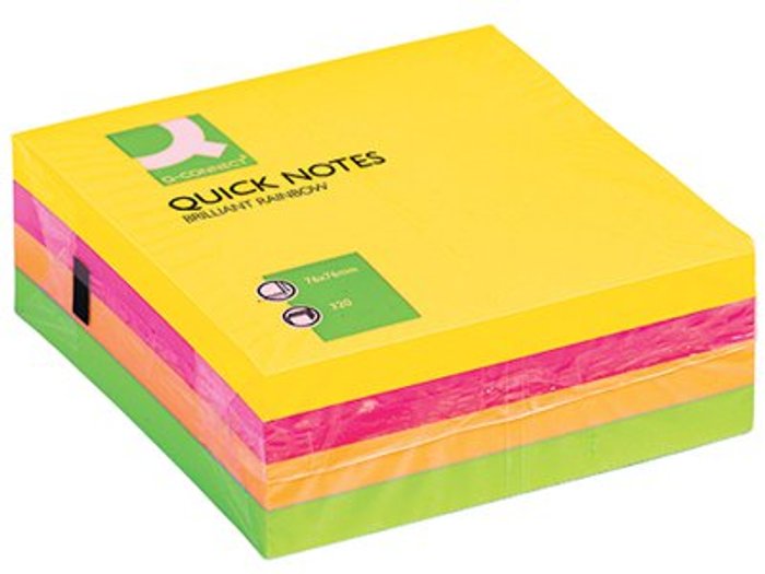 Office Monster | Q-Connect Q-Connect Quick Note Cube 76 x 76mm Assorted Neon KF01348 Q-Connect Q-Connect Quick Note Cube 76 x 76mm Assorted Neon KF01348