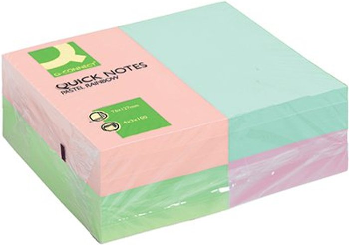Office Monster | Q-Connect Q-Connect Quick Notes 76x127mm Pastel (Pack of 12) KF01349 Q-Connect Q-Connect Quick Notes 76x127mm Pastel (Pack of 12) KF01349