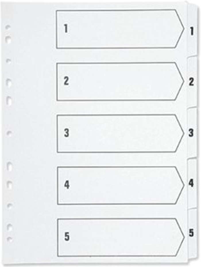 Office Monster | Q-Connect Q-Connect 1-5 Index Multi-punched Polypropylene White A4 KF01352 Q-Connect Q-Connect 1-5 Index Multi-punched Polypropylene White A4 KF01352