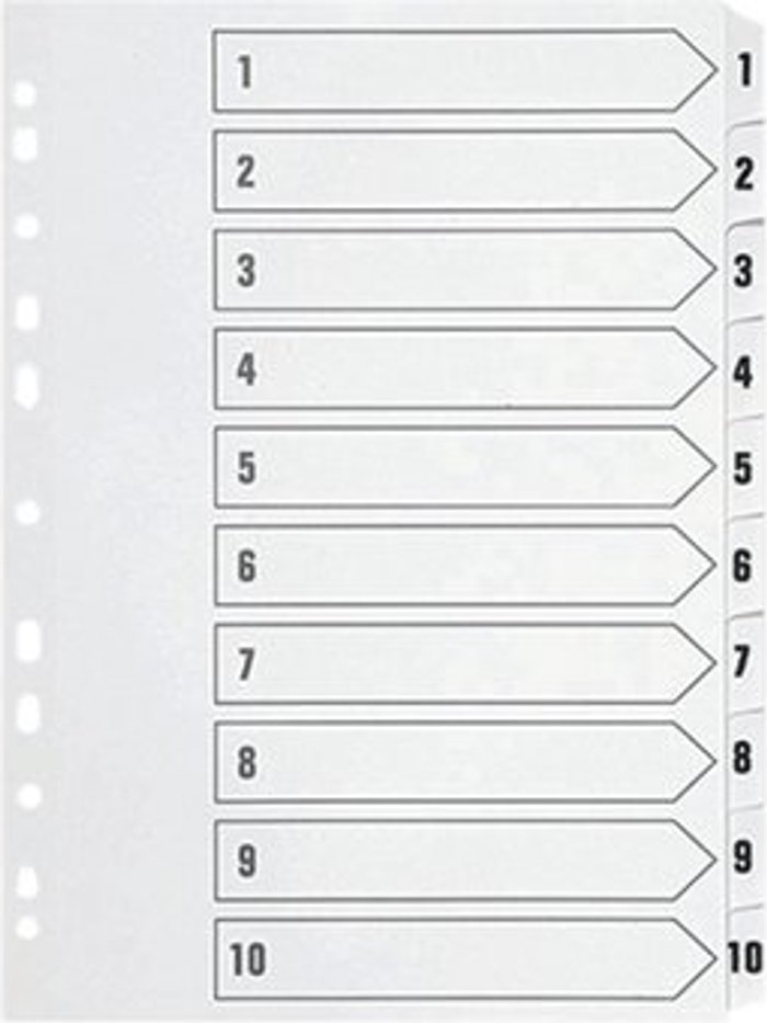 Office Monster | Q-Connect Q-Connect 1-10 Index Multi-punched Polypropylene White A4 KF01353 Q-Connect Q-Connect 1-10 Index Multi-punched Polypropylene White A4 KF01353