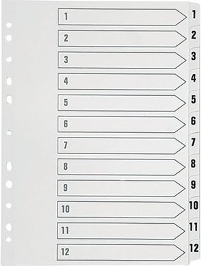 Office Monster | Q-Connect Q-Connect 1-12 Index Multi-punched Polypropylene White A4 KF01354 Q-Connect Q-Connect 1-12 Index Multi-punched Polypropylene White A4 KF01354