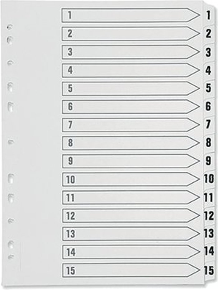 Office Monster | Q-Connect Q-Connect 1-15 Index Multi-punched Polypropylene White A4 KF01355 Q-Connect Q-Connect 1-15 Index Multi-punched Polypropylene White A4 KF01355