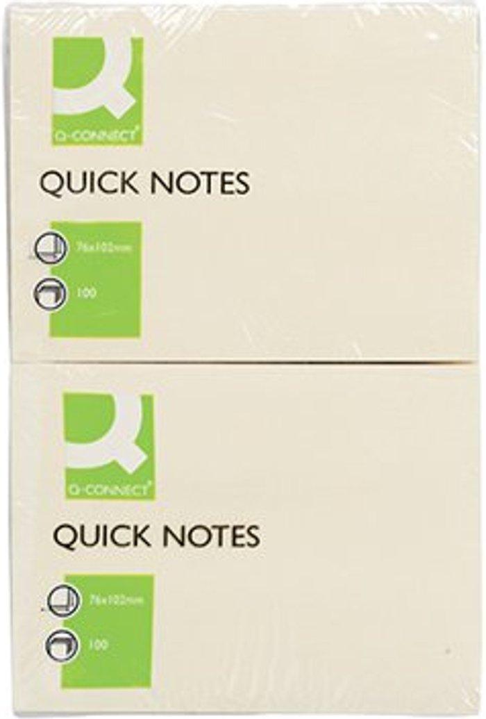 Office Monster | Q-Connect Q-Connect Quick Notes 76x102mm Yellow (Pack of 12) KF01410 Q-Connect Q-Connect Quick Notes 76x102mm Yellow (Pack of 12) KF01410