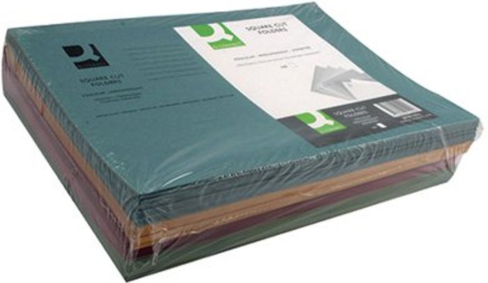 Office Monster | Q-Connect Q-Connect Square Cut Folder Mediumweight 250gsm Foolscap Assorted (Pack of 100) KF01492 Q-Connect Q-Connect Square Cut Folder Mediumweight 250gsm Foolscap Assorted (Pack of 100) KF01492