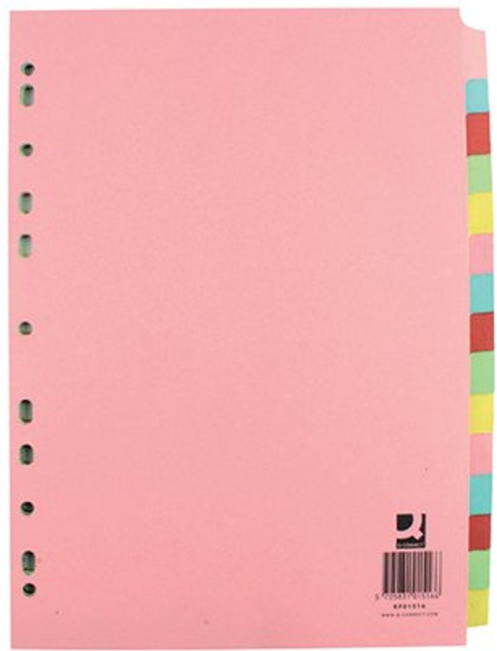 Office Monster | Q-Connect Q-Connect 15-Part Subject Divider Multi-punched A4 KF01516 Q-Connect Q-Connect 15-Part Subject Divider Multi-punched A4 KF01516