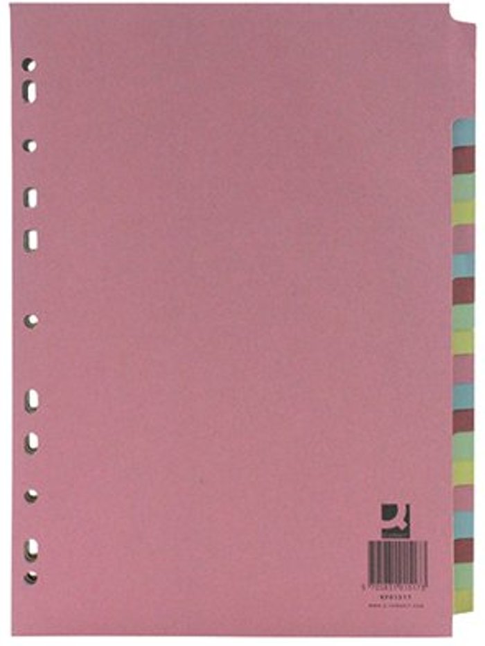 Office Monster | Q-Connect Q-Connect 20-Part Subject Divider Multi-punched A4 KF01517 Q-Connect Q-Connect 20-Part Subject Divider Multi-punched A4 KF01517