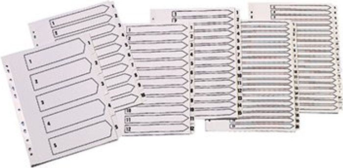 Office Monster | Q-Connect Q-Connect 1-5 Index Multi-Punched Reinforced Board Clear Tab A4 White KF01527 Q-Connect Q-Connect 1-5 Index Multi-Punched Reinforced Board Clear Tab A4 White KF01527