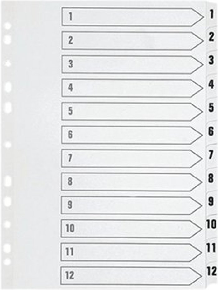 Office Monster | Q-Connect Q-Connect 1-12 Index Multi-Punched Reinforced Board Clear Tab A4 WhiteKF01529 Q-Connect Q-Connect 1-12 Index Multi-Punched Reinforced Board Clear Tab A4 WhiteKF01529
