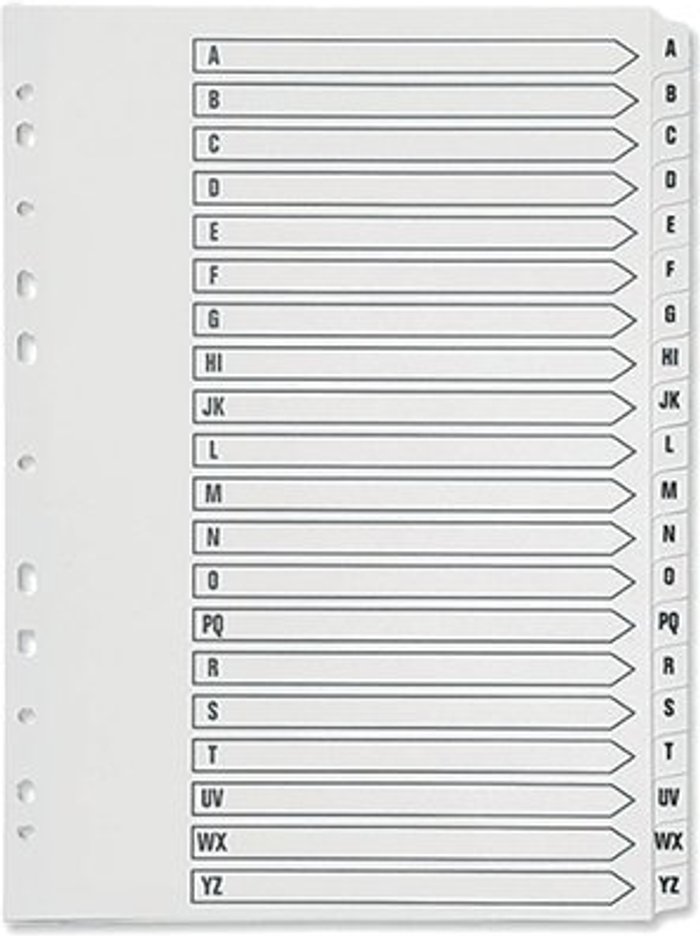 Office Monster | Q-Connect Q-Connect 20-Part A-Z Index Multi-Punched Reinforced Board Clear Tab A4 WhiteKF01532 Q-Connect Q-Connect 20-Part A-Z Index Multi-Punched Reinforced Board Clear Tab A4 WhiteKF01532