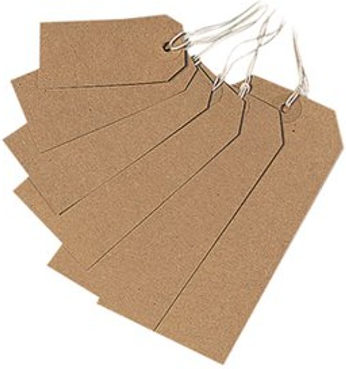 Office Monster | Unbranded Strung Tag 70x35mm Buff (Pack of 1000) KF01596 Unbranded Strung Tag 70x35mm Buff (Pack of 1000) KF01596