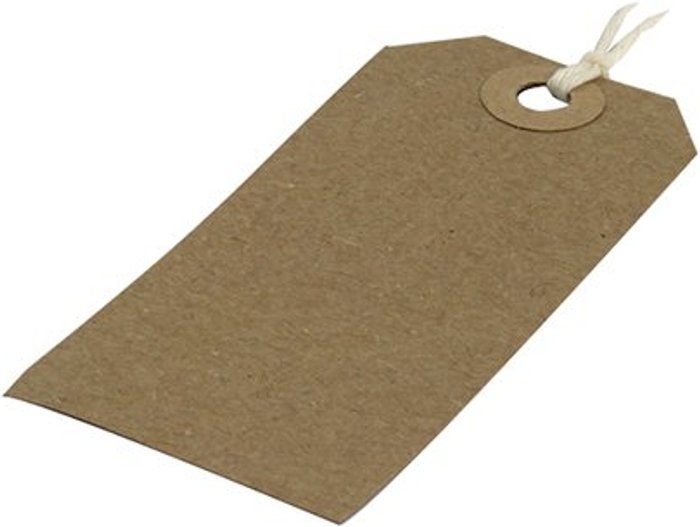 Office Monster | Unbranded Strung Tag 82x41mm Buff (Pack of 1000) KF01597 Unbranded Strung Tag 82x41mm Buff (Pack of 1000) KF01597