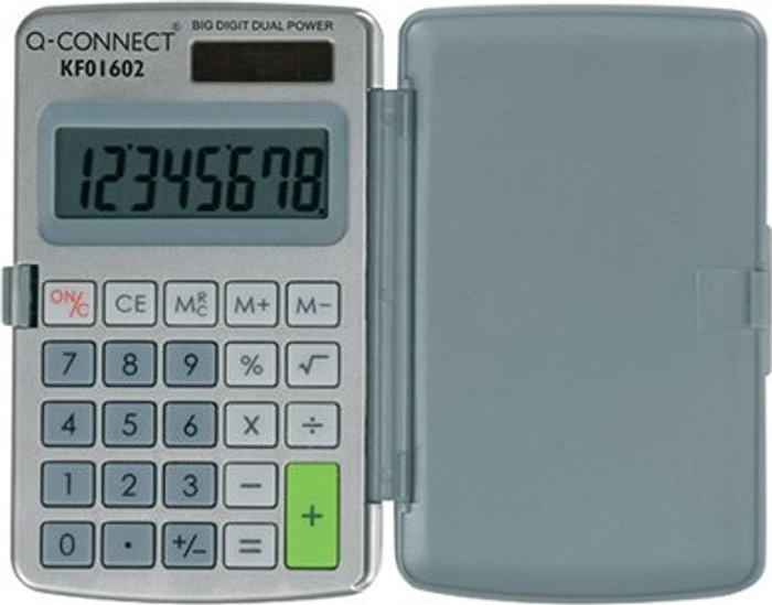 Office Monster | Q-Connect Q-Connect 8-Digit Pocket Calculator Extra Large Display 99x58x6mm KF01602 Q-Connect Q-Connect 8-Digit Pocket Calculator Extra Large Display 99x58x6mm KF01602