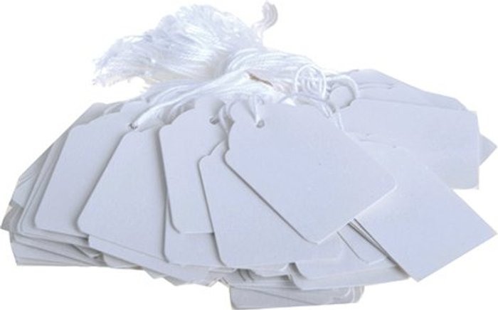 Office Monster | Unbranded Strung Ticket 48x30mm White (Pack of 1000) KF01620 Unbranded Strung Ticket 48x30mm White (Pack of 1000) KF01620