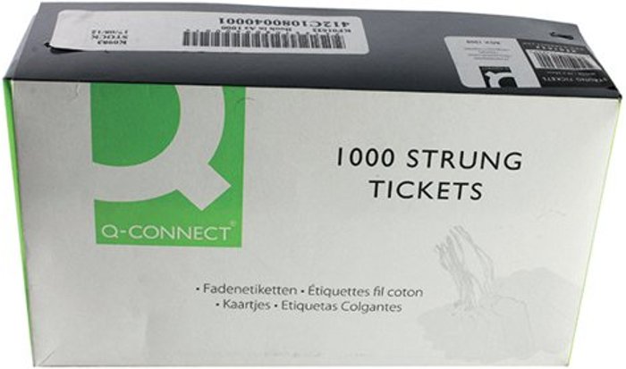 Office Monster | Unbranded Strung Ticket 70x44mm White (Pack of 1000) KF01622 Unbranded Strung Ticket 70x44mm White (Pack of 1000) KF01622
