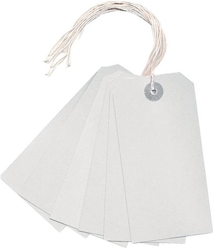 Office Monster | Unbranded White Strung Tag (Pack of 1000) KF01623 Unbranded White Strung Tag (Pack of 1000) KF01623