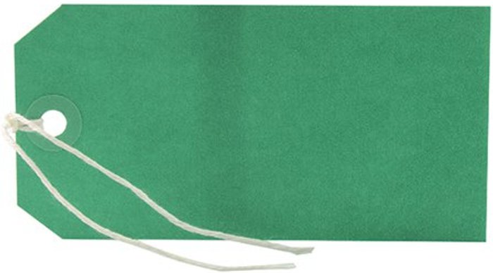 Office Monster | Unbranded Strung Tag 120x60mm Green (Pack of 1000) KF01624 Unbranded Strung Tag 120x60mm Green (Pack of 1000) KF01624