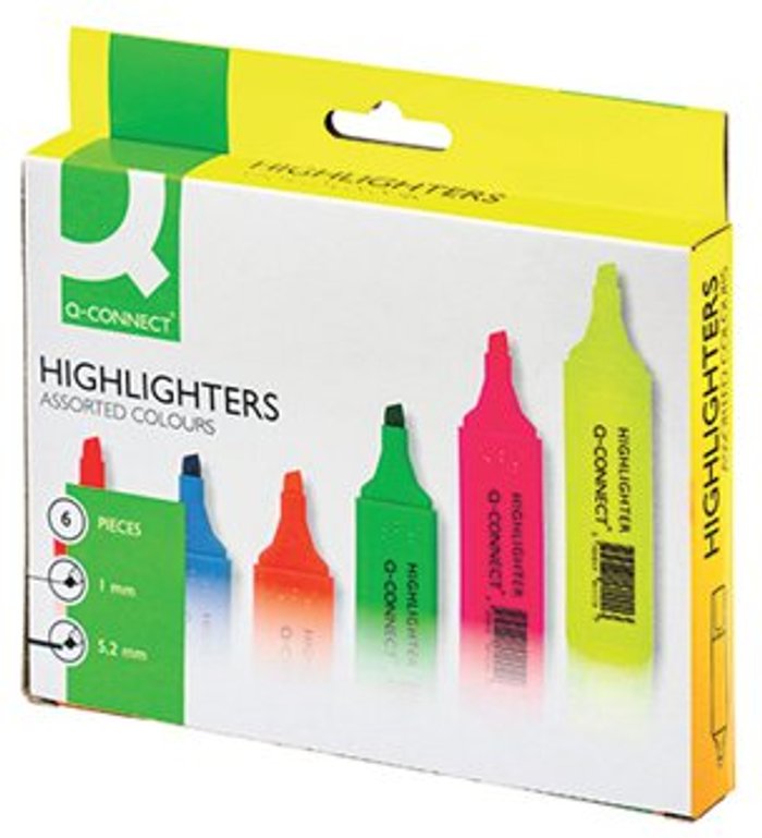 Office Monster | Q-Connect Q-Connect Assorted Highlighter Pens (Pack of 6) KF01909 Q-Connect Q-Connect Assorted Highlighter Pens (Pack of 6) KF01909