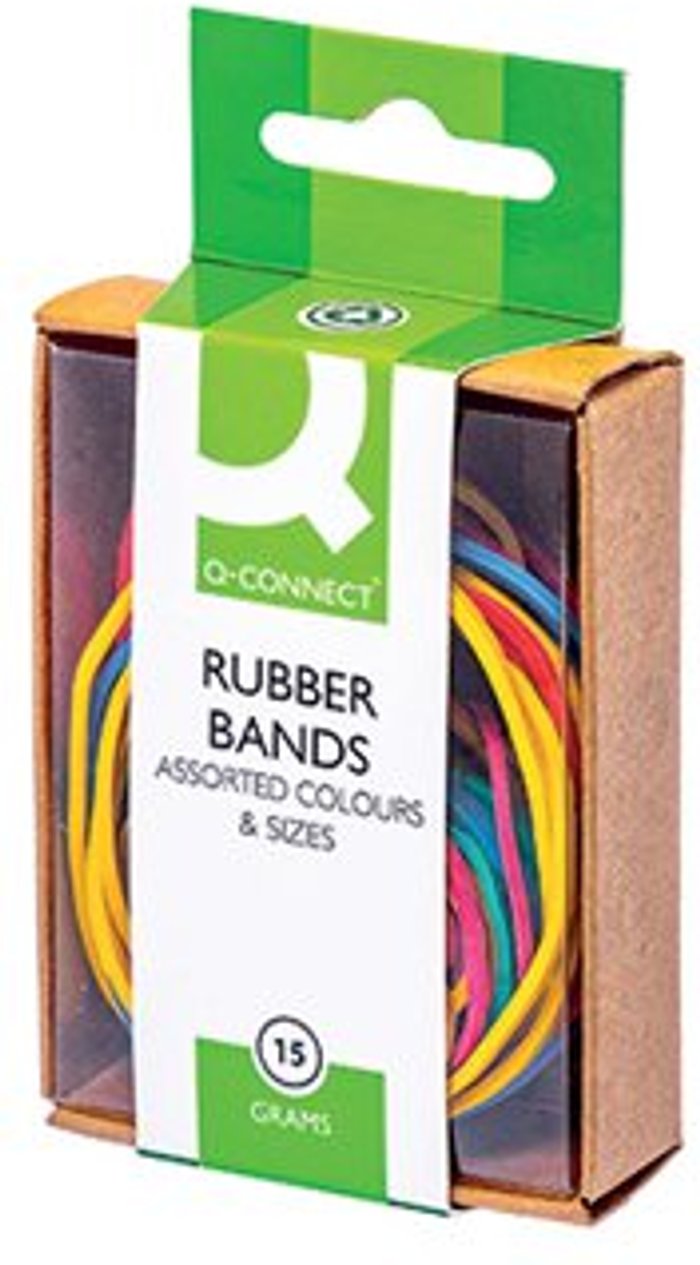 Office Monster | Q-Connect Q-Connect Rubber Bands Assorted Sizes Coloured 15g (Pack of 10) KF02032Q Q-Connect Q-Connect Rubber Bands Assorted Sizes Coloured 15g (Pack of 10) KF02032Q