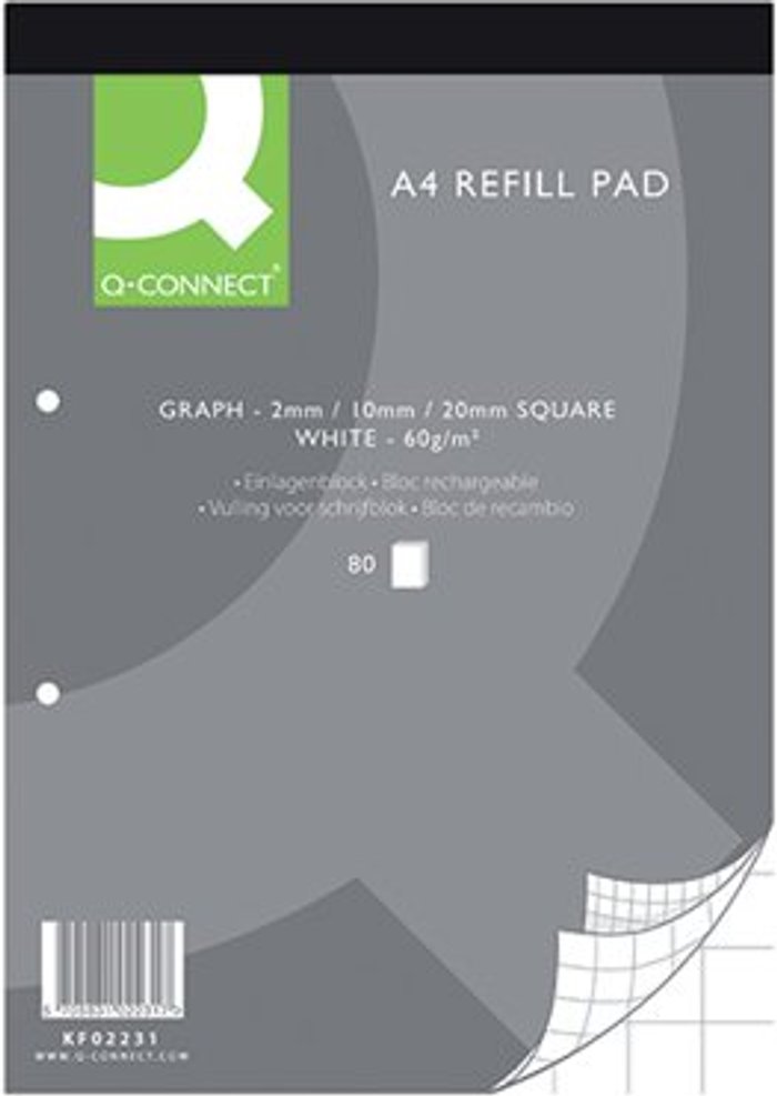 Office Monster | Q-Connect Q-Connect A4 Graph Refill Pad 80 Sheet (Pack of 10) KF02231 Q-Connect Q-Connect A4 Graph Refill Pad 80 Sheet (Pack of 10) KF02231
