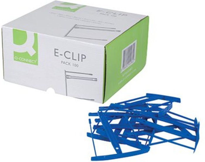 Office Monster | Q-Connect Q-Connect Binding E-Clip Blue (Pack of 100) KF02282 Q-Connect Q-Connect Binding E-Clip Blue (Pack of 100) KF02282