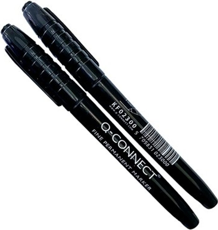 Office Monster | Q-Connect Q-Connect Permanent Marker Bullet Tip Fine Black (Pack of 10) KF02300 Q-Connect Q-Connect Permanent Marker Bullet Tip Fine Black (Pack of 10) KF02300
