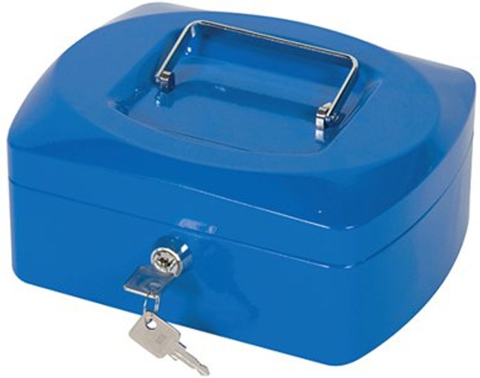 Office Monster | Q-Connect Q-Connect Cash Box 8 Inch Blue KF02623 Q-Connect Q-Connect Cash Box 8 Inch Blue KF02623