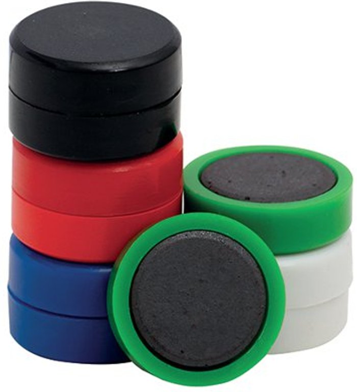 Office Monster | Q-Connect Q-Connect Round Magnet 25mm Assorted (Pack of 10) KF02643 Q-Connect Q-Connect Round Magnet 25mm Assorted (Pack of 10) KF02643