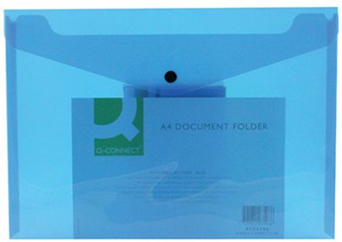 Office Monster | Q-Connect Q-Connect Polypropylene Document Folder A4 Blue (Pack of 12) KF03596 Q-Connect Q-Connect Polypropylene Document Folder A4 Blue (Pack of 12) KF03596