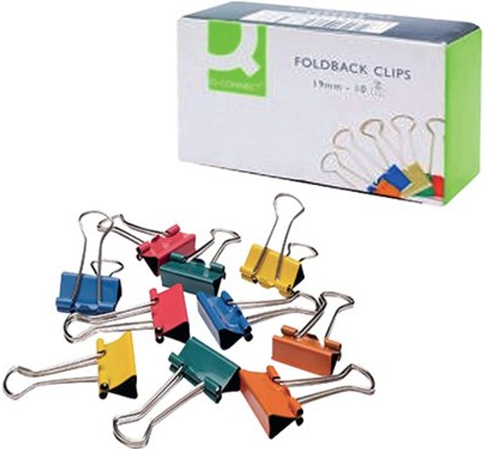 Office Monster | Q-Connect Q-Connect Foldback Clip 19mm Assorted (Pack of 10) KF03651 Q-Connect Q-Connect Foldback Clip 19mm Assorted (Pack of 10) KF03651