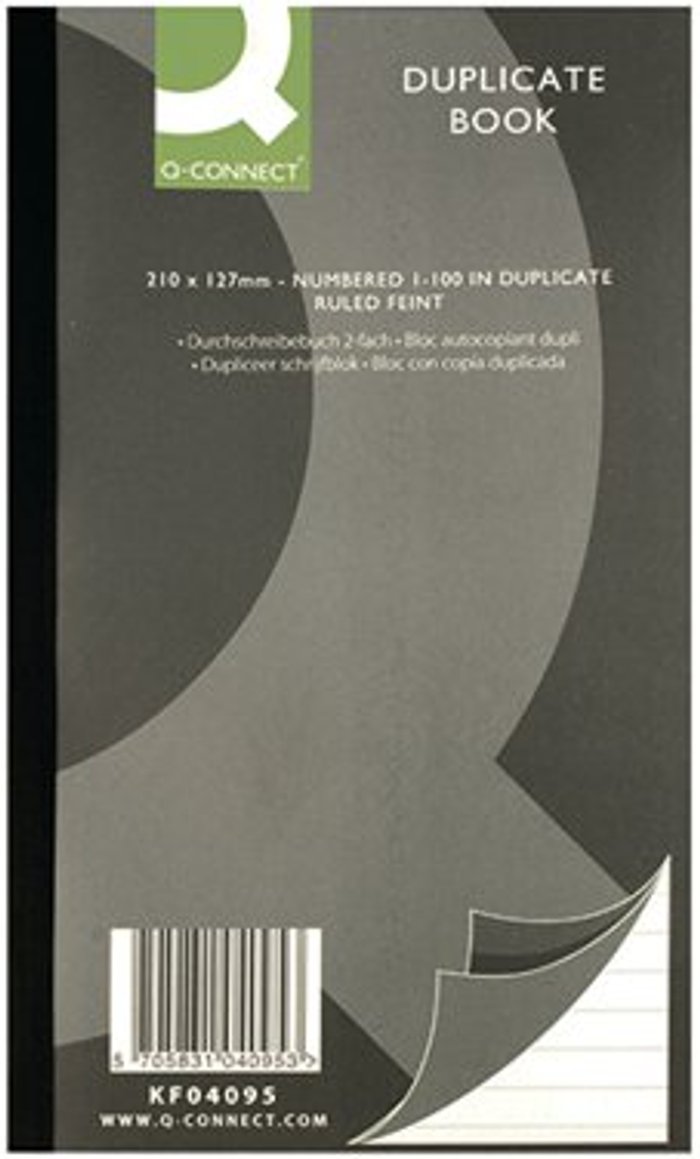 Office Monster | Q-Connect Q-Connect Feint Ruled Duplicate Book 210x127mm KF04095 Q-Connect Q-Connect Feint Ruled Duplicate Book 210x127mm KF04095