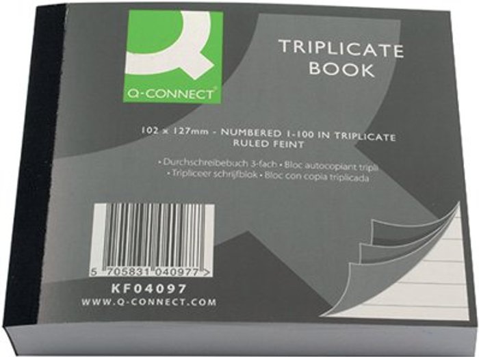 Office Monster | Q-Connect Q-Connect Feint Ruled Triplicate Book 102x127mm KF04097 Q-Connect Q-Connect Feint Ruled Triplicate Book 102x127mm KF04097