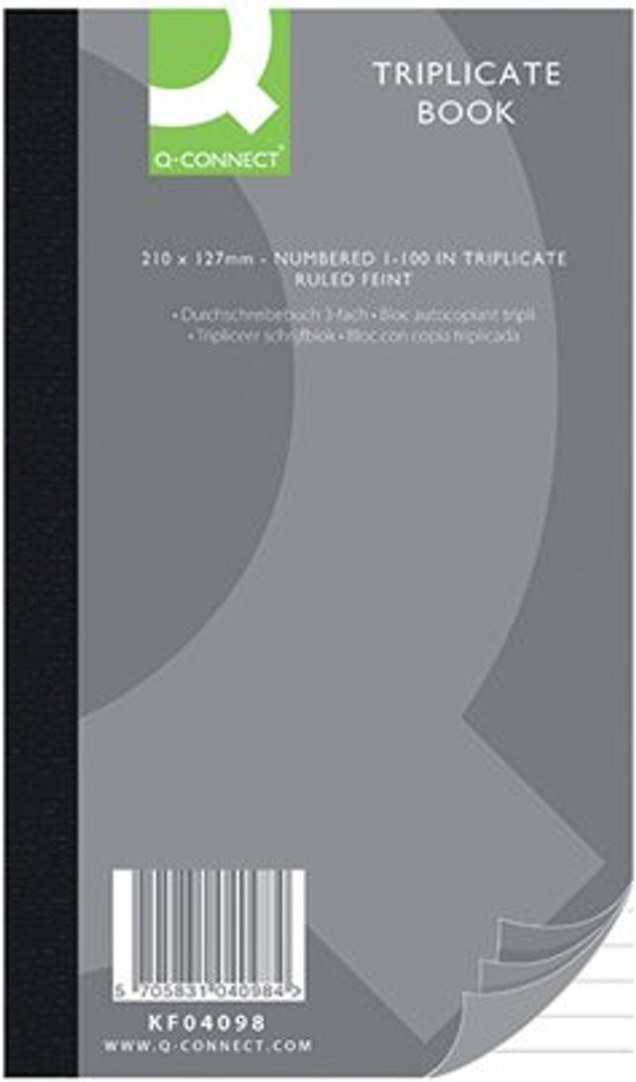 Office Monster | Q-Connect Q-Connect Feint Ruled Triplicate Book 210x127mm KF04098 Q-Connect Q-Connect Feint Ruled Triplicate Book 210x127mm KF04098