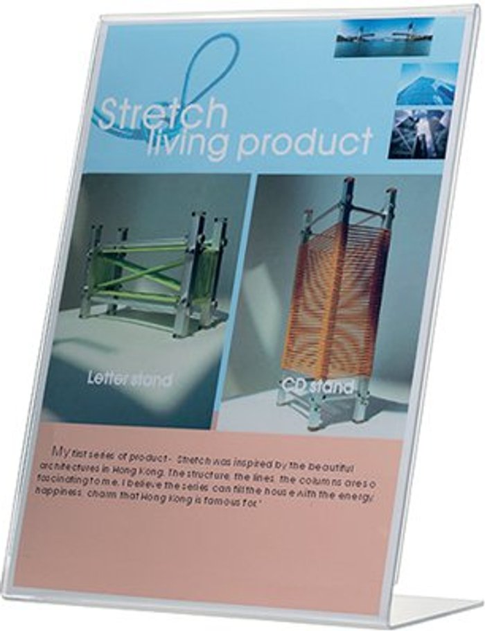 Office Monster | Q-Connect Q-Connect Slanted Sign Holder L-Shape A5 (Side loading, made from sturdy plastic) KF04178 Q-Connect Q-Connect Slanted Sign Holder L-Shape A5 (Side loading, made from sturdy plastic) KF04178